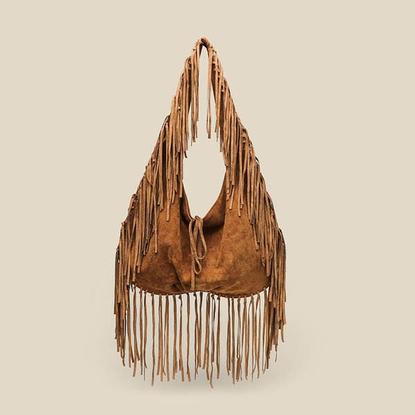 Tassel Large Capacity Crescent Tote Bag Trendy Shoulder Bag For Women Casual Simple Crossbody Faux Suede Vintage Dumpling Bag