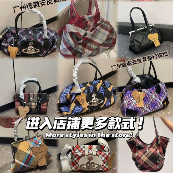 Niche Vivienne Westwood Saturn Vintage Motorcycle Tote Bag, Wanderer Bowling Bag, Crocodile Embossed Underarm Chain Crossbody Bag