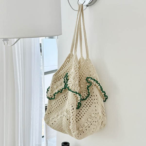 Niche Design Large Capacity Women's Bag, Vintage Hollow-Out Beach Vacation Bag, Women's Woven Shoulder Bag