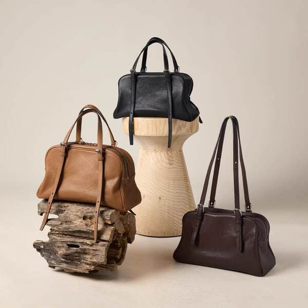 Qiu Youyou Bowling Bag Genuine Vegetable-Tanned Cowhide Leather Women's Luxury High-Capacity Commuter Handbag Shoulder Crossbody Bag
