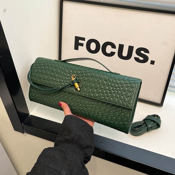 2026 New Arrival Woven Evening Bag, Baguette Bag, Accordion Bag, Horizontal Handbag, Shoulder & Crossbody Bag
