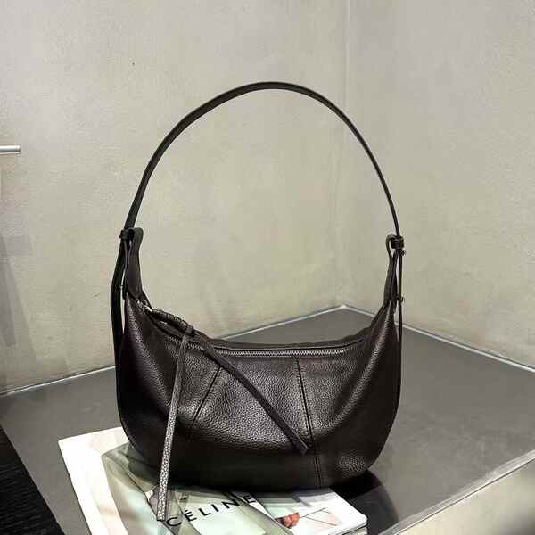 Cross-Border New Top Grain Cowhide Hobo Bag Single Shoulder Crossbody Dumpling Bag Niche Design Genuine Leather Versatile Large Capacity
