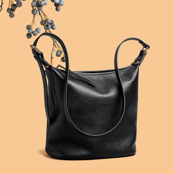 Genuine Leather Bucket Bag Large Capacity High-End Women's Tote For Work Commuting Fashion Simple Soft Leather Shoulder And Crossbody Bag