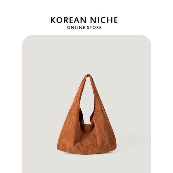 2024 New Autumn/Winter Large Capacity Retro Lazy Style Shoulder Bag For Women Korean Niche Suede Handheld Tote Bag