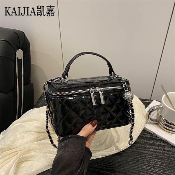 New Women's Handbag Small Square Bag Fashionable Makeup Box Bag Chain Diamond Grid Crossbody Bag