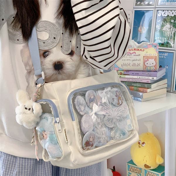 Women's Academy Style Versatile Large Capacity Crossbody Bag, Transparent Ita Bag For Badges, Shoulder Bag For School, Messenger Bag