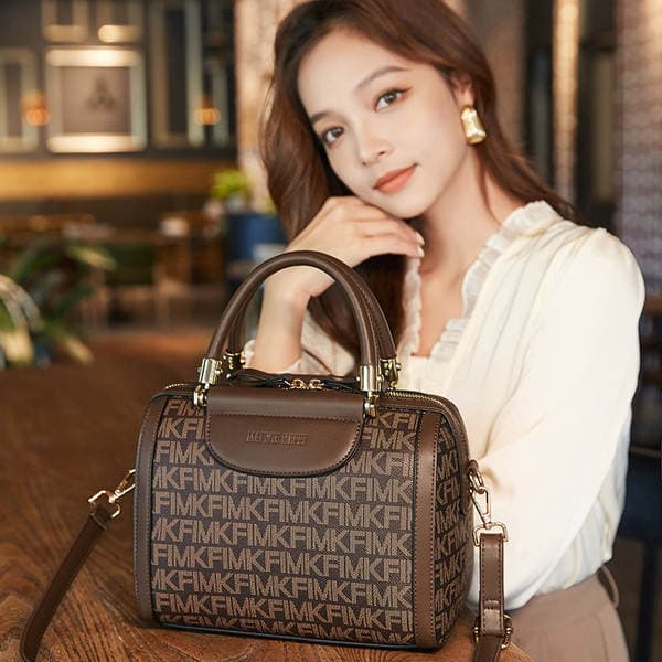 MK Women's Handbags 2024 New Trendy Boston Pillow Bag Genuine Leather Handbag Versatile Shoulder Crossbody Bag