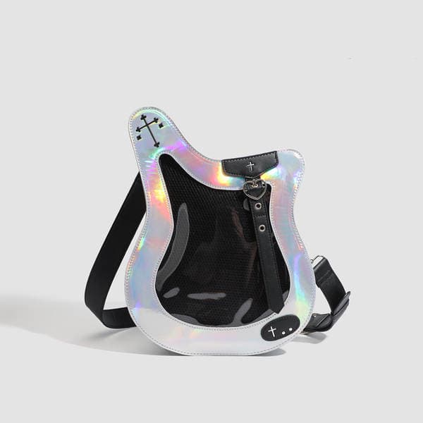 Bass Ita Bag Laser Shoulder Crossbody Bag For Photocards, Badges, Anime Merch, Sweet & Cool Guitar-Shaped Trendy Girl's Bag