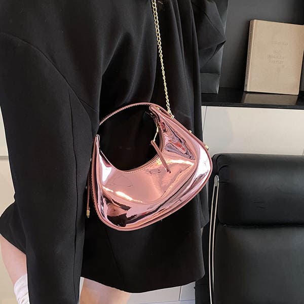 Glossy Mini Bag For Women New Fashion Crescent Lipstick Evening Bag Casual Versatile Handbag Chain Crossbody Bag