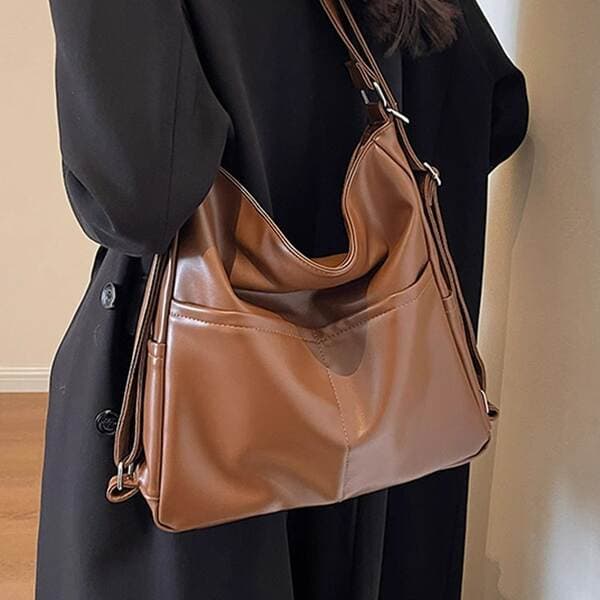 PU Leather Waterproof Backpack & Crossbody Bag for Women, 2-in-1 Commuter Tote Bag, 2025 New Style Shoulder Bag for School