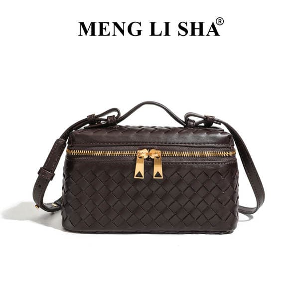 [Cross-Border Exclusive] Hand-Woven Women's Box Bag, Fashionable Handheld Makeup Bag, Single Shoulder Crossbody Small Square Bag