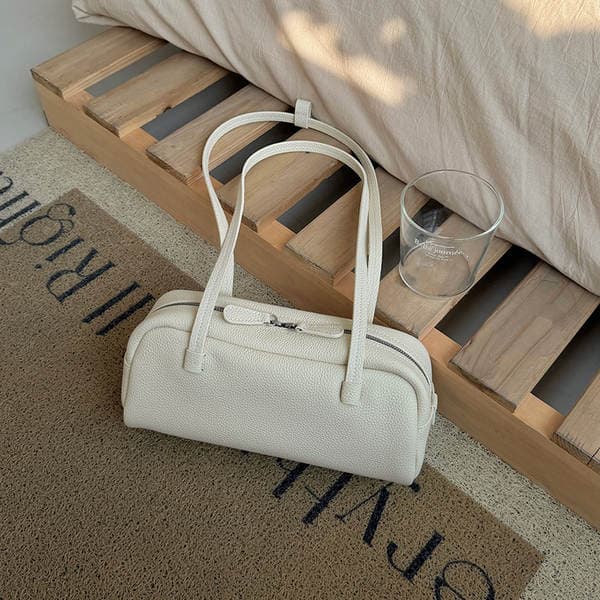 Women's Underarm Bag 2026 New Arrival Top Grain Cowhide Leather Handbag Shoulder Bowling Bag Casual Commuter Boston Baguette Bag