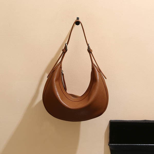 New Top Grain Vegetable-Tanned Leather Commuter Dumpling Bag, Luxury Genuine Leather Shoulder & Crossbody Bag For Women