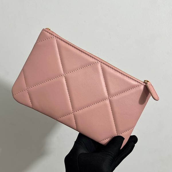 Large Diamond Quilted Women's Clutch Bag, Lambskin Evening Bag, Zipper Wallet, Genuine Leather Phone Bag, Envelope Bag