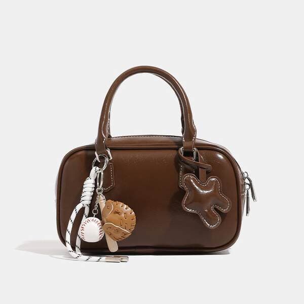 Maillard Beta Toast Small Bowling Bag For Women - Autumn/Winter Niche Boston Handbag, Shoulder & Crossbody Bag