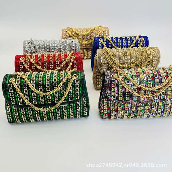 Cross-Border Amazon New Gemstone Evening Bag Diamond-Inlaid Elegant Party Clutch Handbag For Women European And American Style