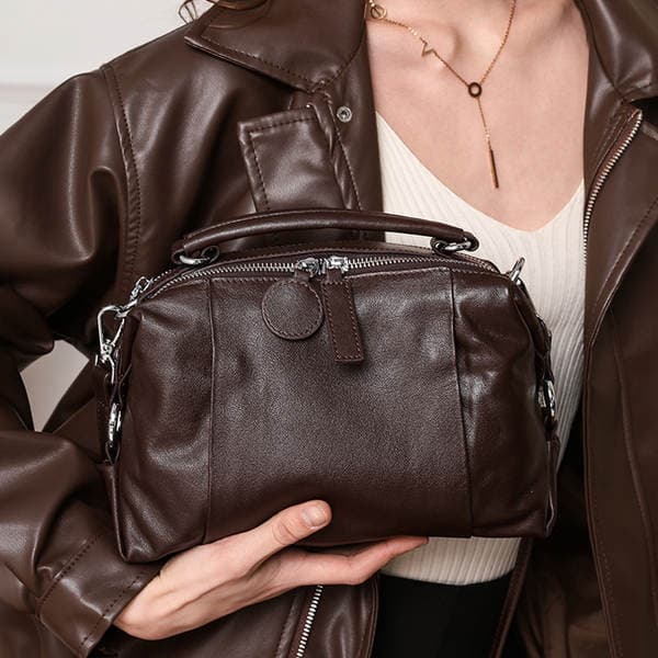 Elegant High-End Boston Handbag 2026 New Arrival Retro Luxury Cowhide Women's Bag Versatile Shoulder Bag For Commuting