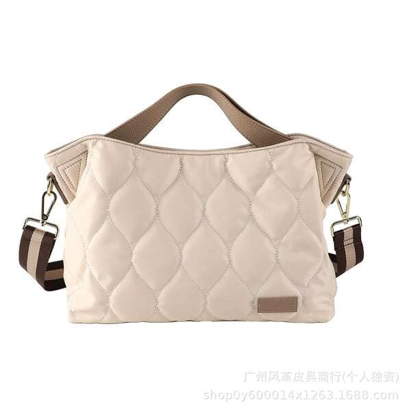 Japanese Style Quilted Women's Tote Bag - Large Capacity Commuter Bag, Lightweight Waterproof Nylon Shoulder Handbag & Crossbody Bag