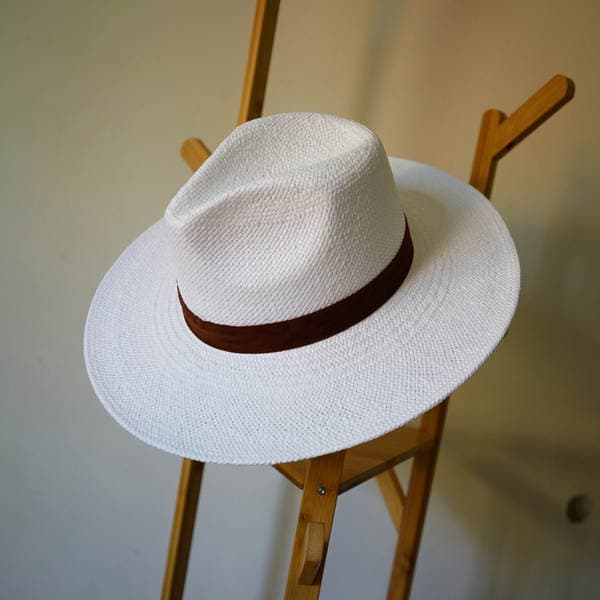 French Elegant Retro White Woven Jazz Fedora Hat For Women, Summer Sun Protection Vacation Wide Brim Panama Straw Hat