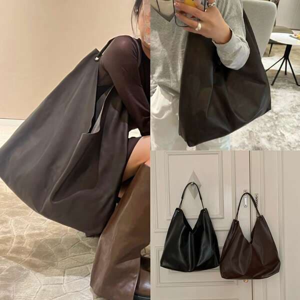 New Niche Row Genuine Leather Shoulder Bag Bindle Tote Bag Large Capacity Casual Commuter Cowhide Handbag For Women