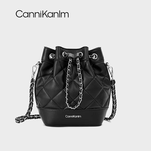 CanniKanlm Genuine Leather Small Bucket Bag Backpack For Women 2025 New Arrival Premium Texture Chain Shoulder Crossbody Bag