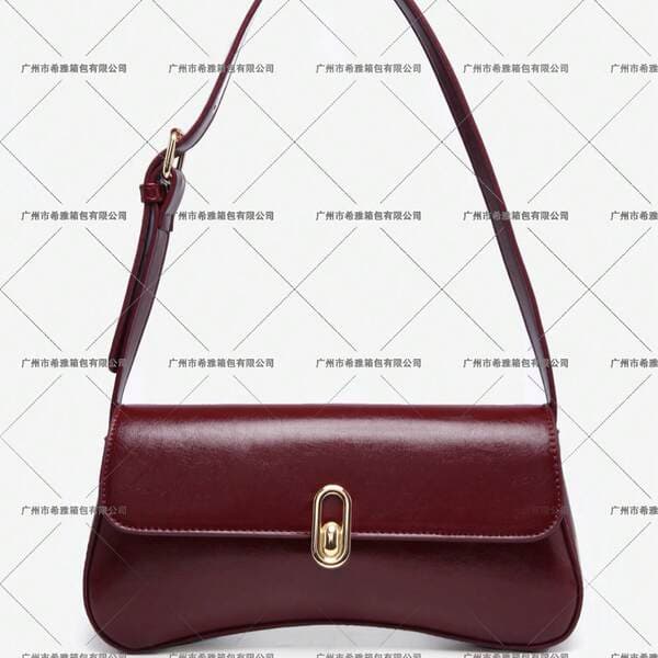 Women's Fashion Retro Angola Red Faux Oil-Wax Leather Clasp Shoulder Bag Underarm Flap Baguette Bag