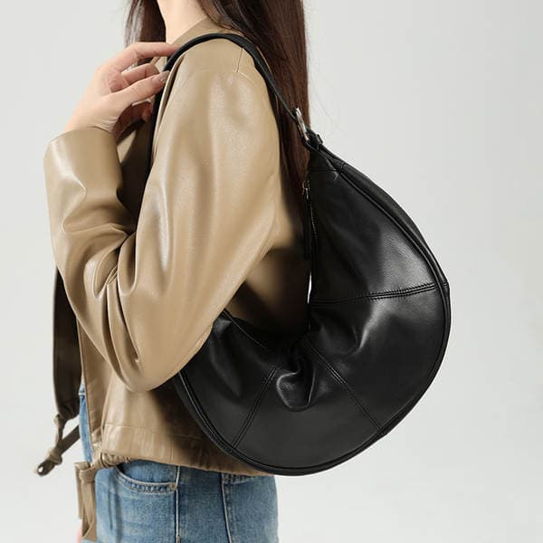 Genuine Leather Women's Cloud Bag, Niche Design Underarm Bag, High-End Large Capacity Crossbody Bag, Versatile