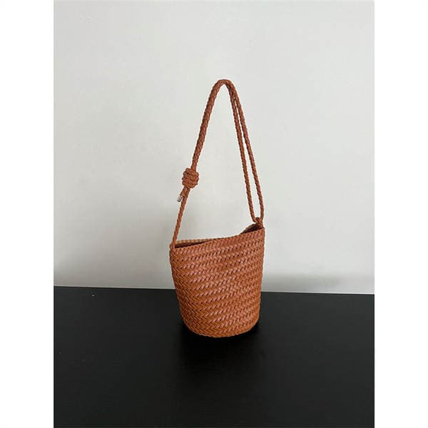 Hand-Woven Bucket Bag For Women, Large Capacity Luxury Genuine Leather Tote, Handbag, Shoulder And Crossbody Bag