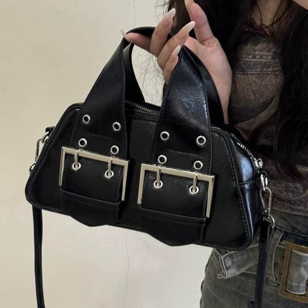 Motorcycle Style Women's Mini Handbag 2024 New Sweet & Cool Spicy Girl Small Square Tote Bag Niche Texture Crossbody Bag