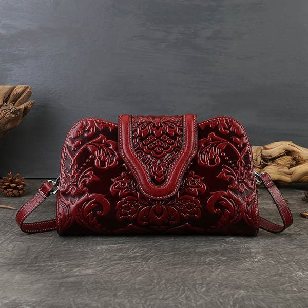 2025 New Retro Embossed Evening Clutch Bag Luxury Genuine Leather Handbag For Evening Gowns And Cheongsam Banquet Underarm Bag