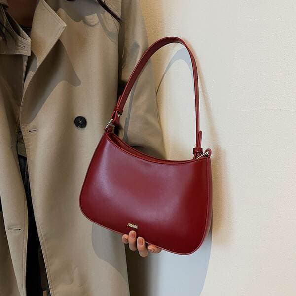 Women's New Trendy Underarm Bag Retro Wine Red Bridal Wedding Bag Fashion Simple Luxury Baguette Bag