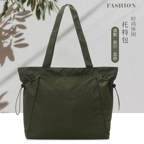 LULU Women's Nylon Shoulder Tote Bag Large Capacity Underarm Bag New Simple Shopping Bag Lightweight Casual Commuter Bag