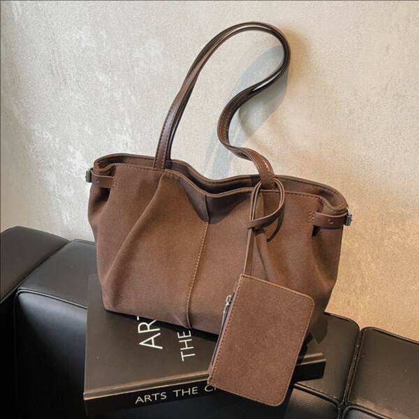 Cross-Border Korean Style Niche Large Capacity Tote Bag For Women 2026 New Season Suede Casual Commuter Handbag Shoulder Bag