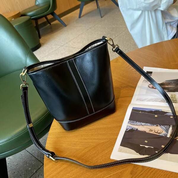2026 New Luxury Commuter Bucket Bag For Women, Spring Crossbody Genuine Leather Shoulder Bag, Underarm Bag