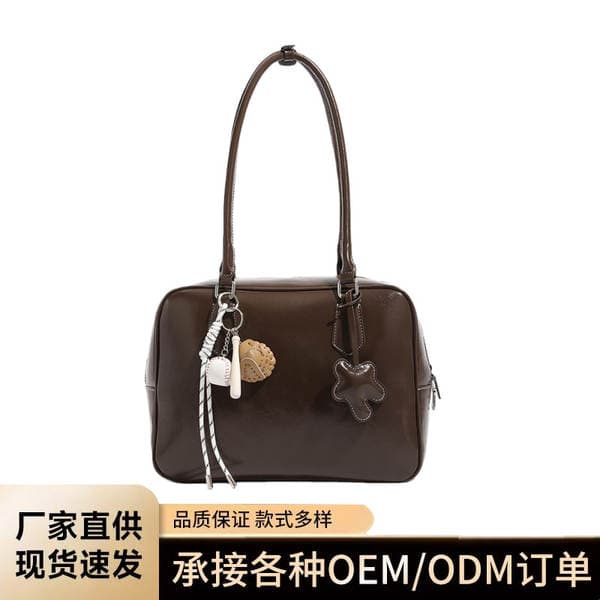 Valencia Original Genuine Leather Beta Bag Niche Retro Bowling Bag For Women New Large Capacity Shoulder Crossbody Bag