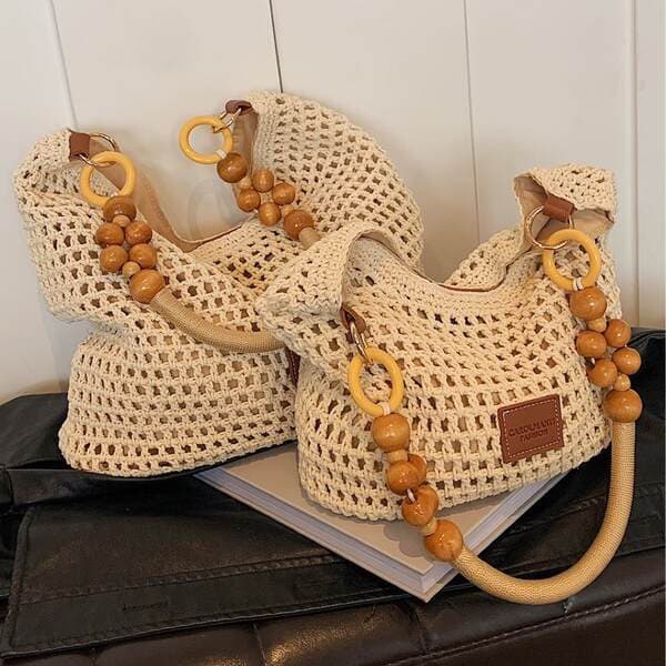 Beach Vacation Woven Bag For Women 2026 New Hollow-Out Knitted Handbag Large Capacity Shoulder Underarm Bag