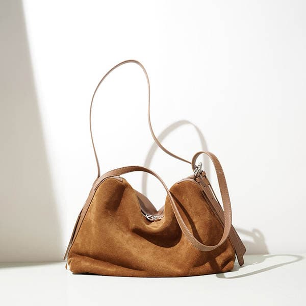 Matte Suede Boston Handbag For Women New Retro Large Capacity Tote Bag Fashion Versatile Genuine Leather Shoulder Bag