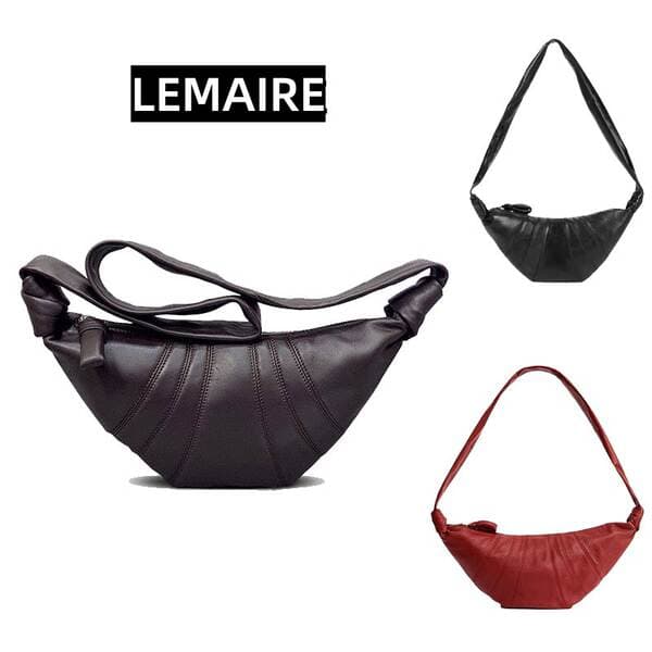 LE Croissant Genuine Leather Shoulder Crossbody Chest Bag Niche Texture Leather Underarm Baguette Dumpling Bag