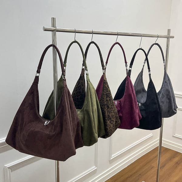 2026 New Matte Suede Tote Bag For Women, Large Capacity Commuter Shoulder Bag, Korean Lazy Style Fashion Underarm Bag