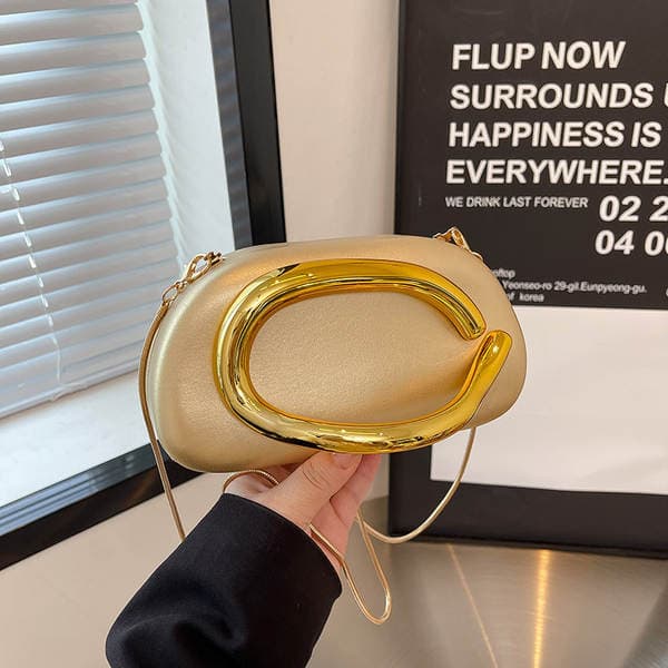 Cross-Border Niche Handheld Evening Bag French Minimalist Design Shoulder Bag Elegant Chain Clasp Women's Crossbody Bag