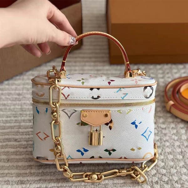 New Monogram Tricolor Box Bag High-End Fashion Trendy Makeup Bag Commuter Shoulder Crossbody Handbag For Women