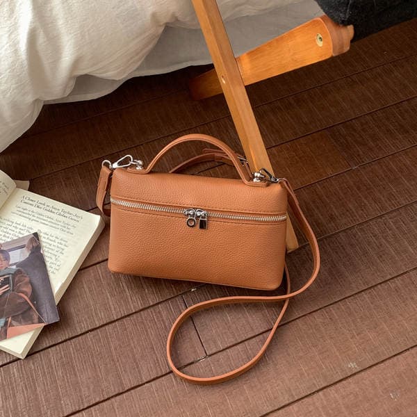 Korean Style Exquisite Box Handbag For Women 2026 Cross-Border New Soft Lychee Grain Shoulder & Crossbody Lunch Box Bag