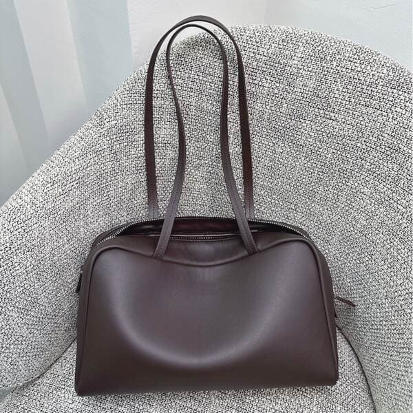 Top Grain Cowhide Astra Bowling Long Handbag TR Minimalist Pillow Bag Shoulder Underarm Commuter Bag for Women