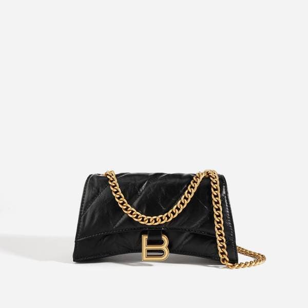 Hourglass Bag For Women 2025 New Arrival Genuine Leather Ruched Chain Crossbody Underarm Bag Luxury Multi-Compartment Small Phone Bag