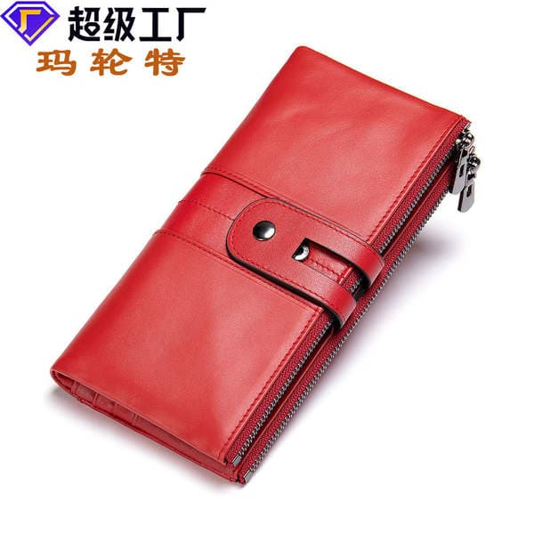 Malunte Anti-Magnetic Vintage Genuine Leather Long Wallet Women's Clutch High-End Multifunctional Top Grain Cowhide Wallet