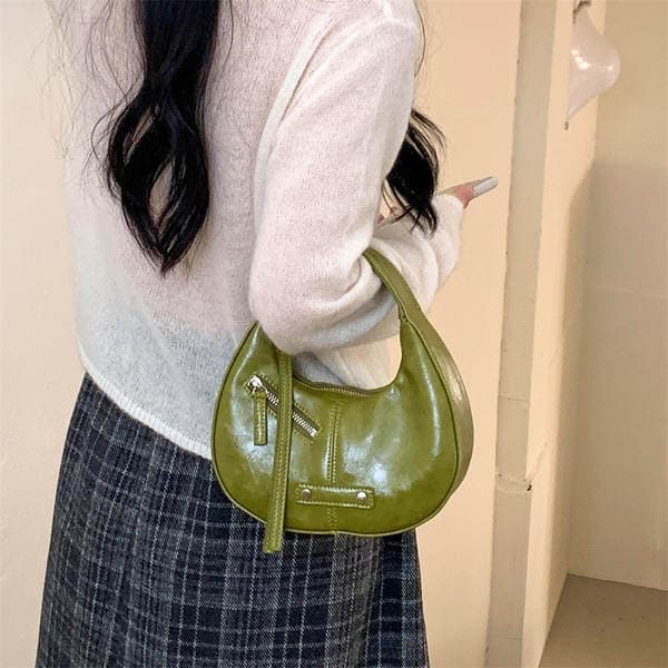 Spring/Summer New Crescent Bag PU Leather Niche Design Korean Style Handbag Trendy Versatile Commuter Mini Tote Bag for Women