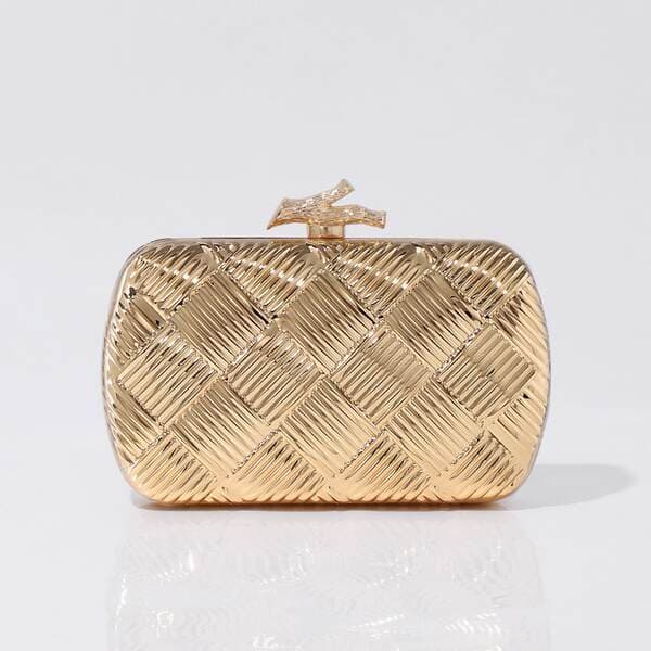 New Cross-Border Metal Woven Box Clutch, European And American Trendy Evening Bag For Parties And Formal Gowns