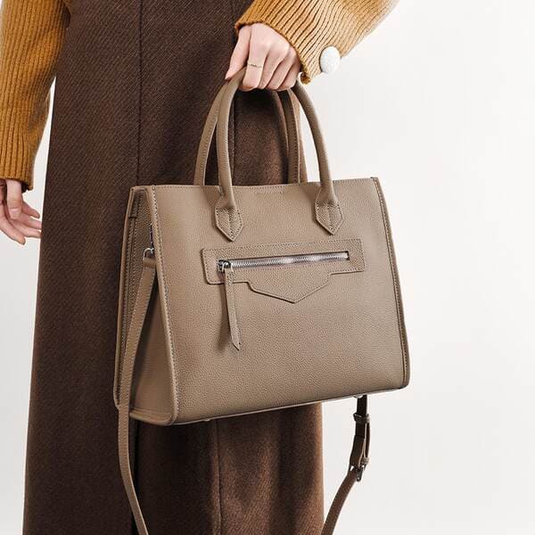 Large Capacity Women's Genuine Leather Tote Bag, Niche Designer High-End Commuter Laptop Briefcase