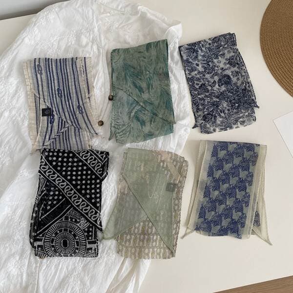 Spring/Summer Luxury Lightweight Pure Silk Long Skinny Scarf For Women, 100% Mulberry Silk Necktie Fashion Narrow Scarf