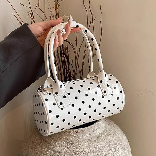 Patent Leather Polka Dot Summer Casual Boston Handbag Cute French Style Shoulder Bag For Women Wholesale